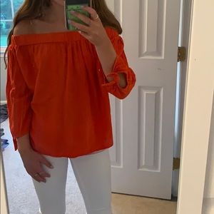 orange off the shoulder top size xs (could fit s)